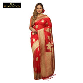 Kavvya Red Soft & Lightweight Kora Organza Weaving Silk Saree - KAVVYA
